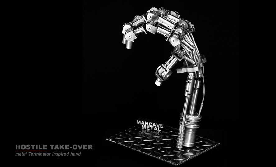 Hostel Take-Over, metal Terminator inspired hand